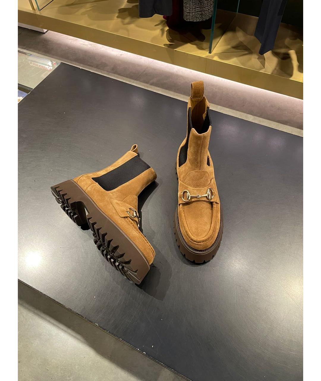 GUCCI Коричневые замшевые ботинки, фото 6