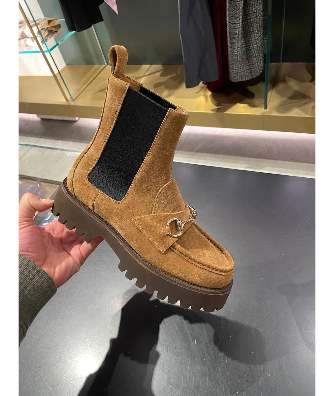 GUCCI Коричневые замшевые ботинки, фото 7