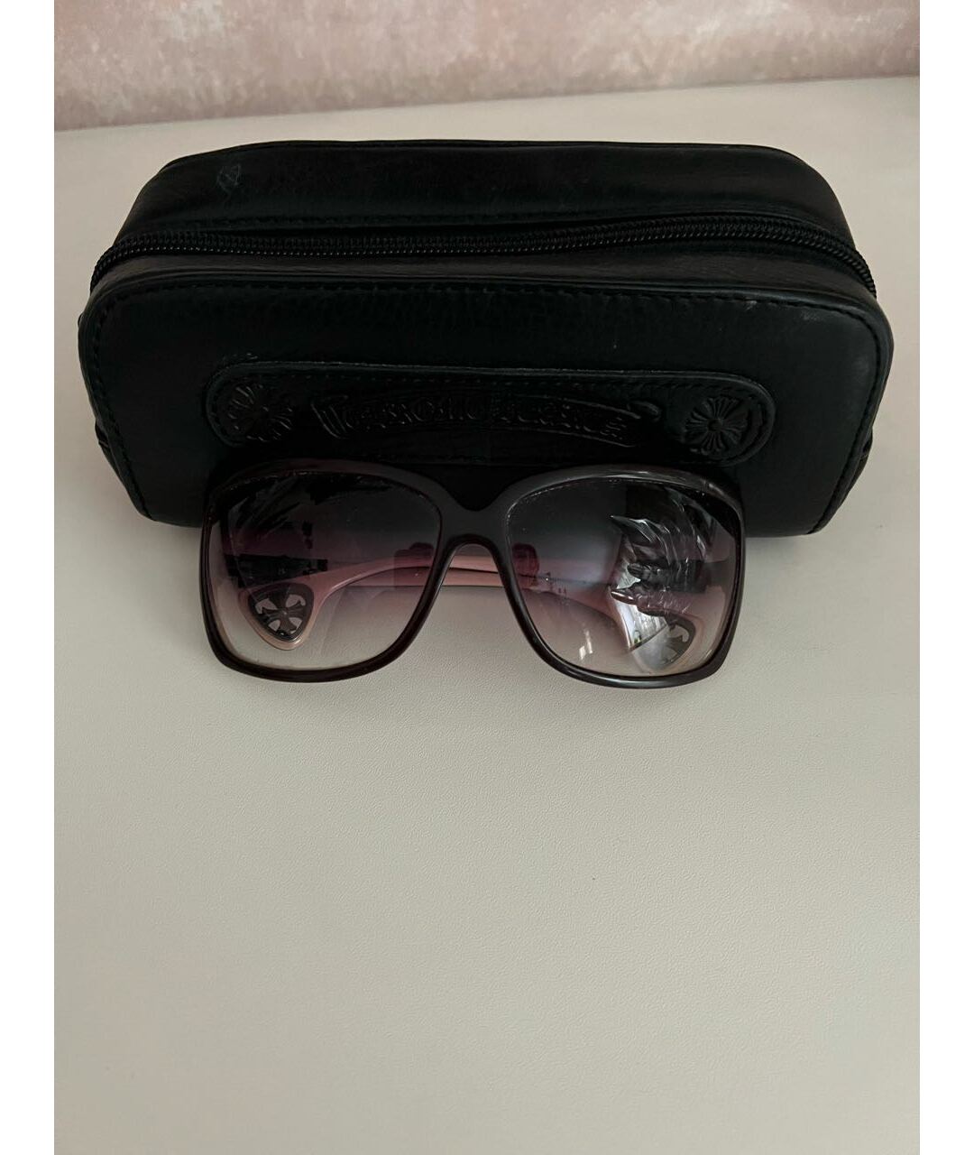 CHROME HEARTS Бордовые пластиковые солнцезащитные очки, фото 5