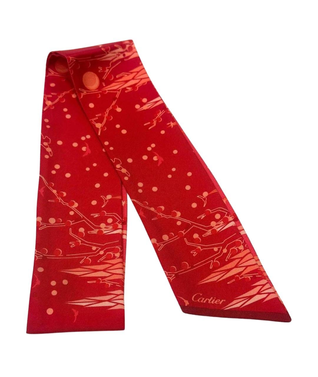 CARTIER Красный шелковый платок, фото 1