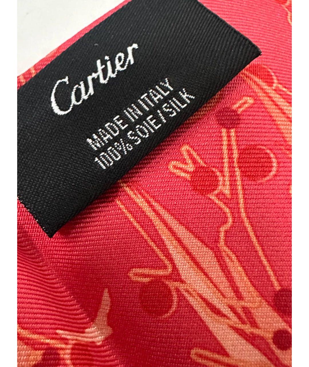 CARTIER Красный шелковый платок, фото 3