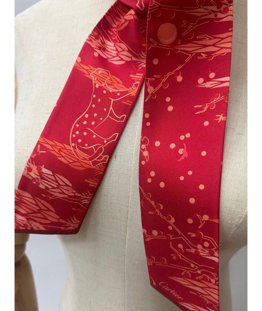 CARTIER Красный шелковый платок, фото 7
