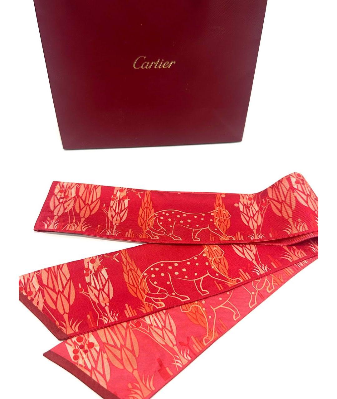 CARTIER Красный шелковый платок, фото 6