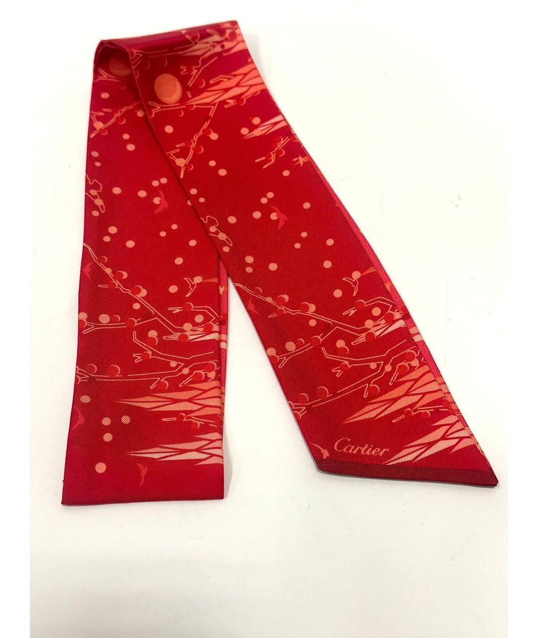 CARTIER Красный шелковый платок, фото 9