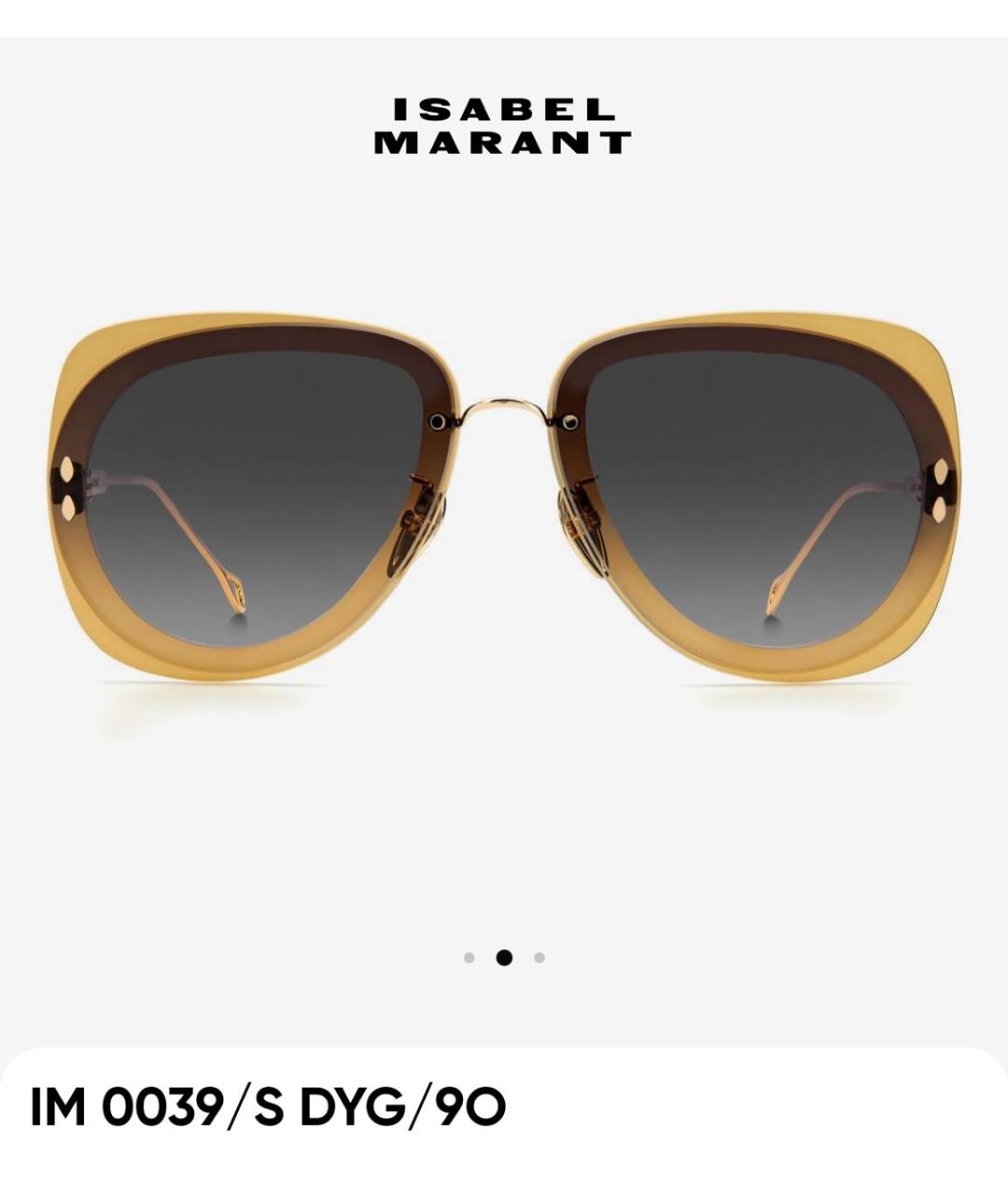 ISABEL MARANT Желтые металлические солнцезащитные очки, фото 3