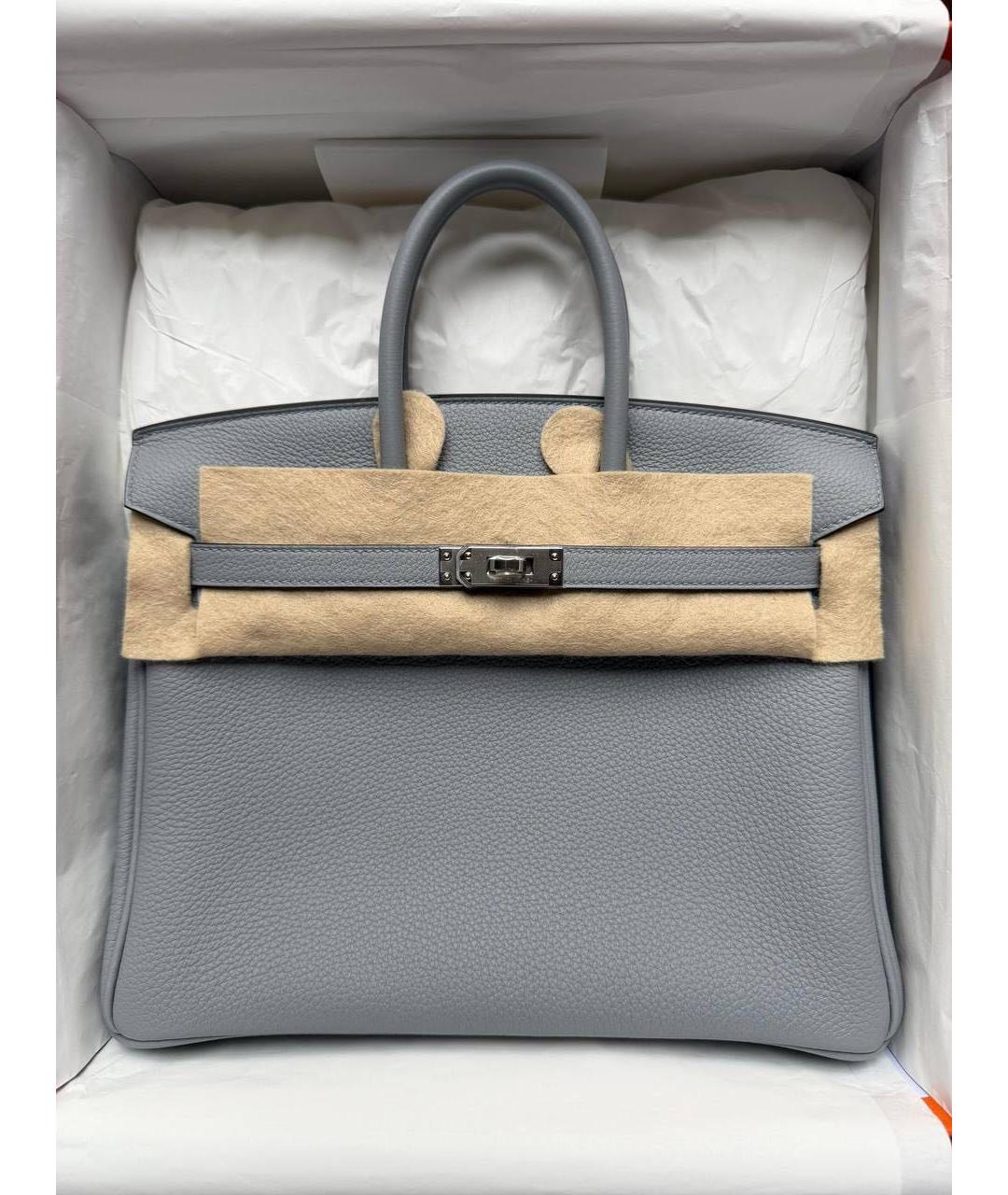 HERMES Серая кожаная сумка с короткими ручками, фото 2