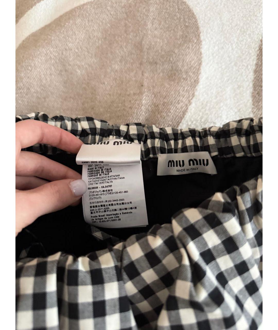 MIU MIU Белая хлопковая юбка-шорты, фото 4