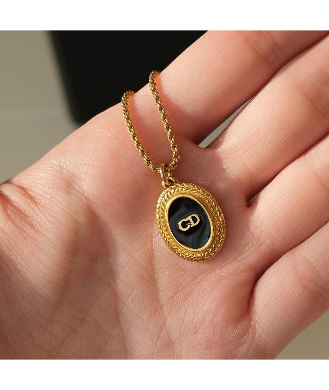 CHRISTIAN DIOR Черный позолоченный кулон, фото 7