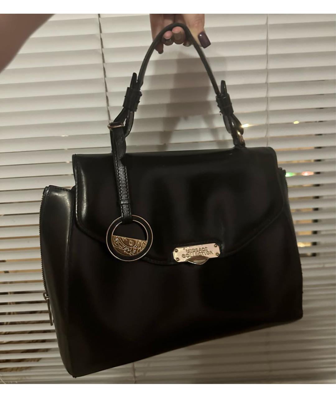 VERSACE COLLECTION Черная сумка с короткими ручками из лакированной кожи, фото 8