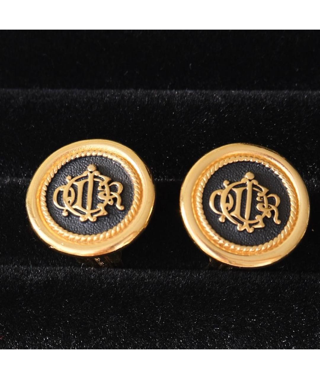 CHRISTIAN DIOR Черные позолоченные клипсы, фото 7