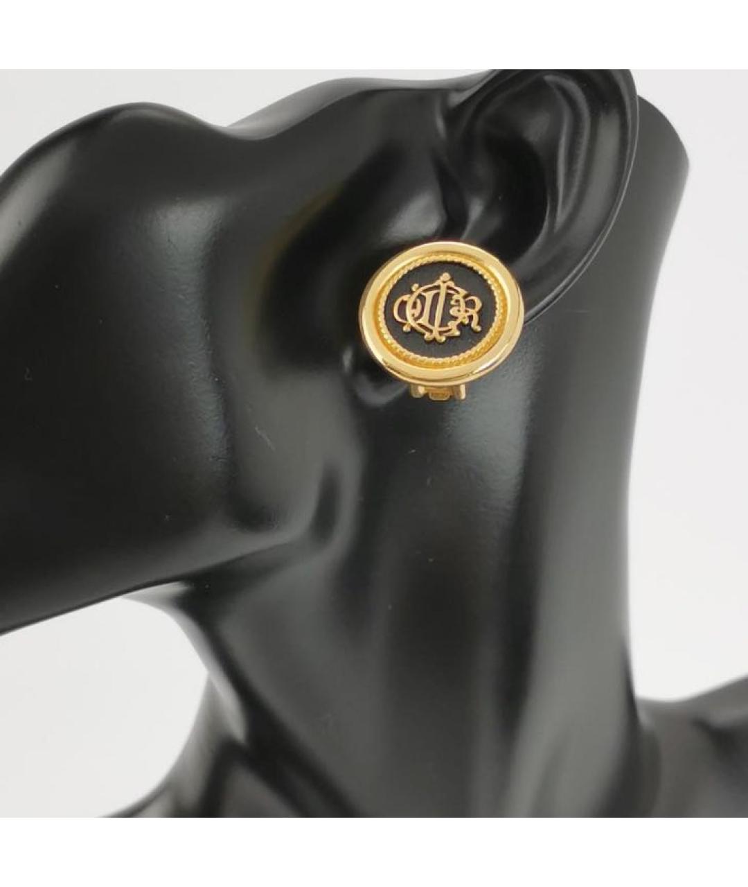 CHRISTIAN DIOR Черные позолоченные клипсы, фото 2