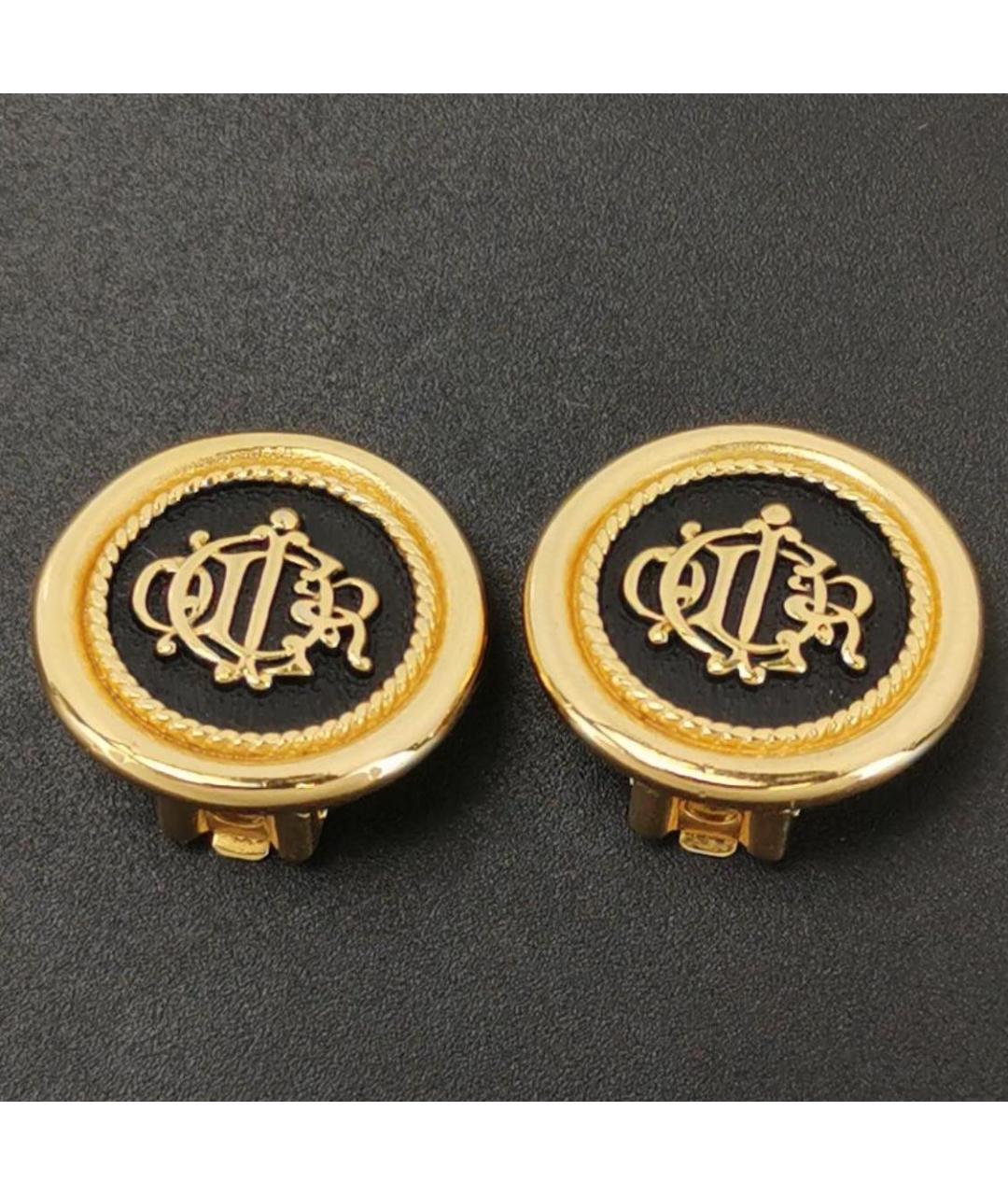 CHRISTIAN DIOR Черные позолоченные клипсы, фото 4