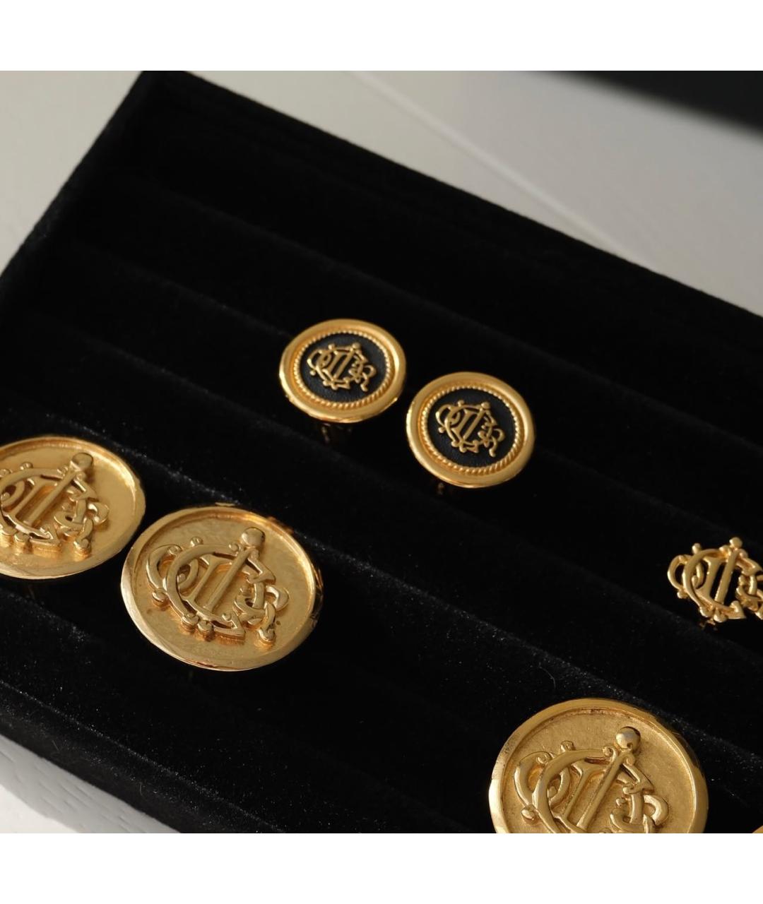 CHRISTIAN DIOR Черные позолоченные клипсы, фото 8