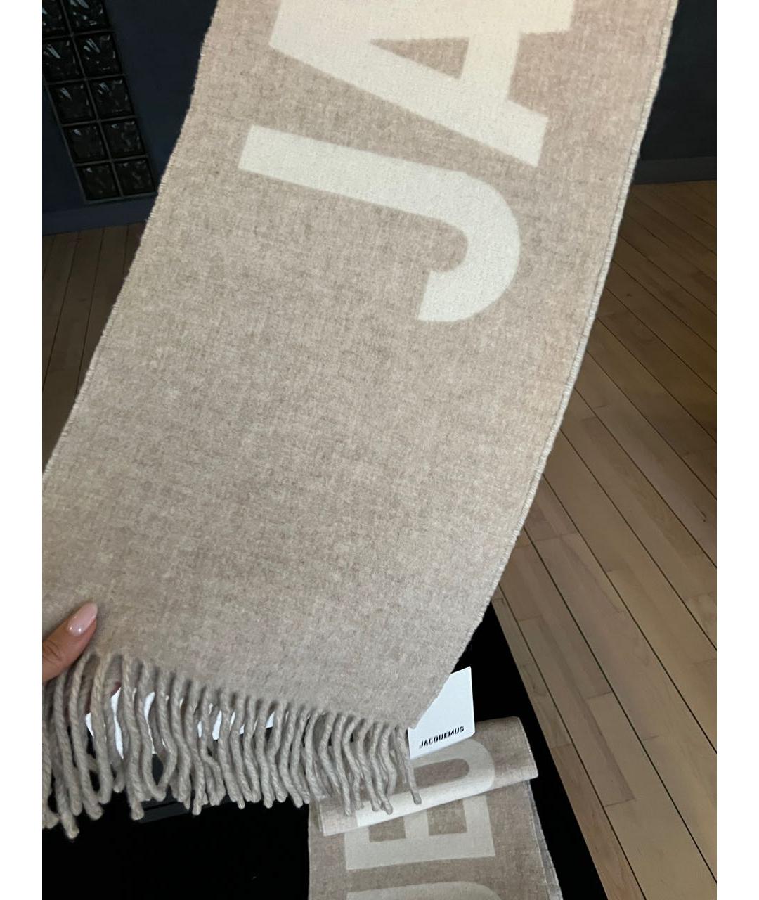 JACQUEMUS Бежевый шерстяной шарф, фото 4