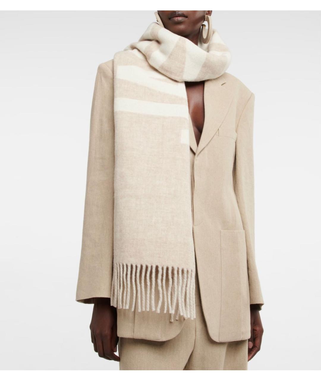 JACQUEMUS Бежевый шерстяной шарф, фото 3