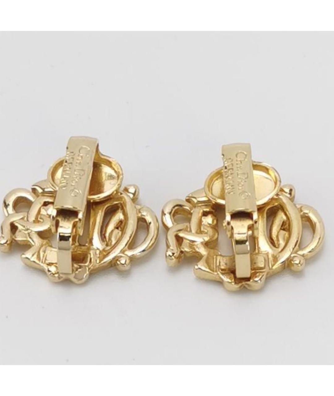 CHRISTIAN DIOR Золотые позолоченные клипсы, фото 3