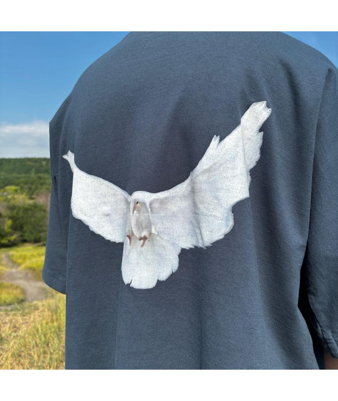 YEEZY Синяя хлопковая футболка, фото 5