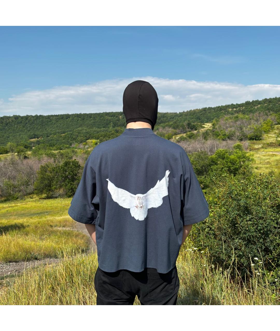 YEEZY Синяя хлопковая футболка, фото 3