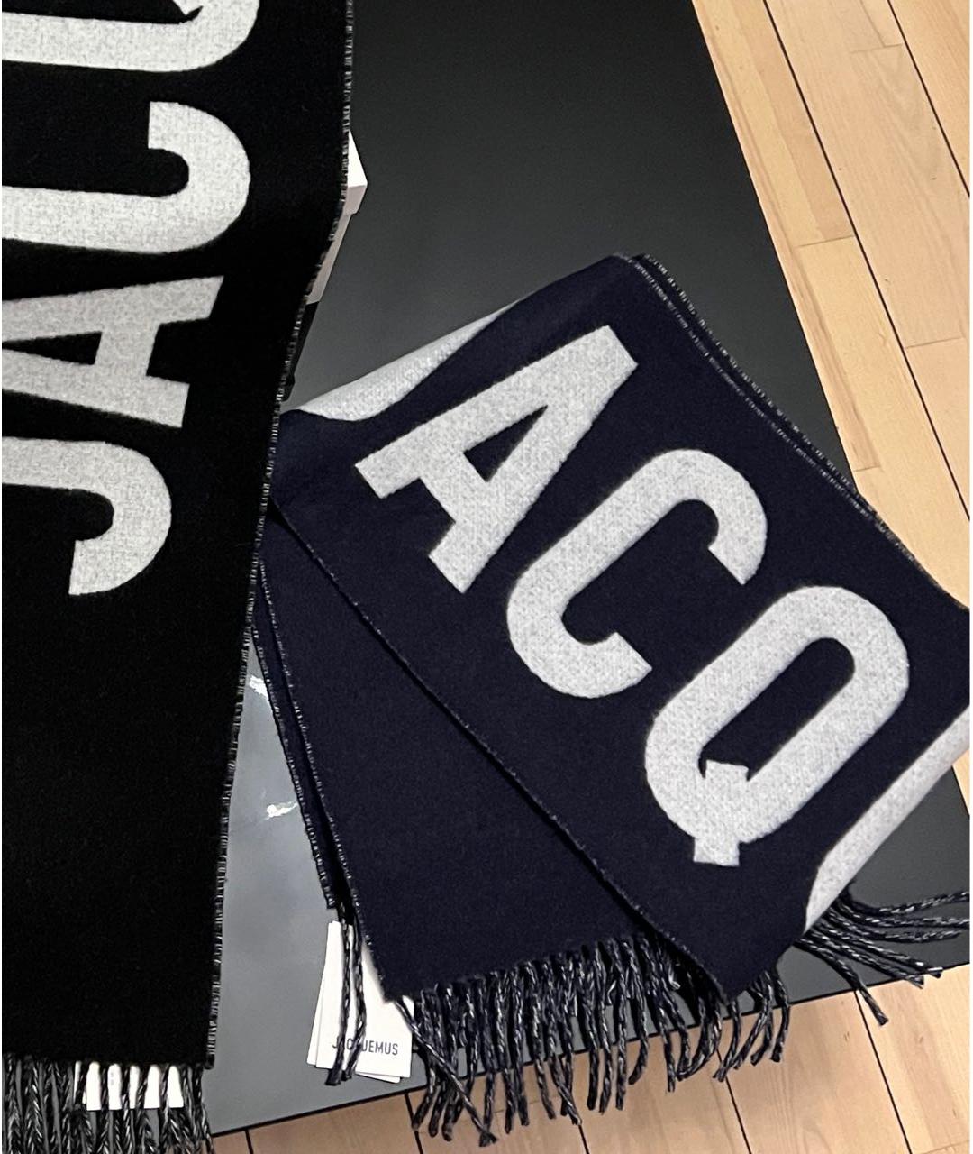 JACQUEMUS Темно-синий шерстяной шарф, фото 3