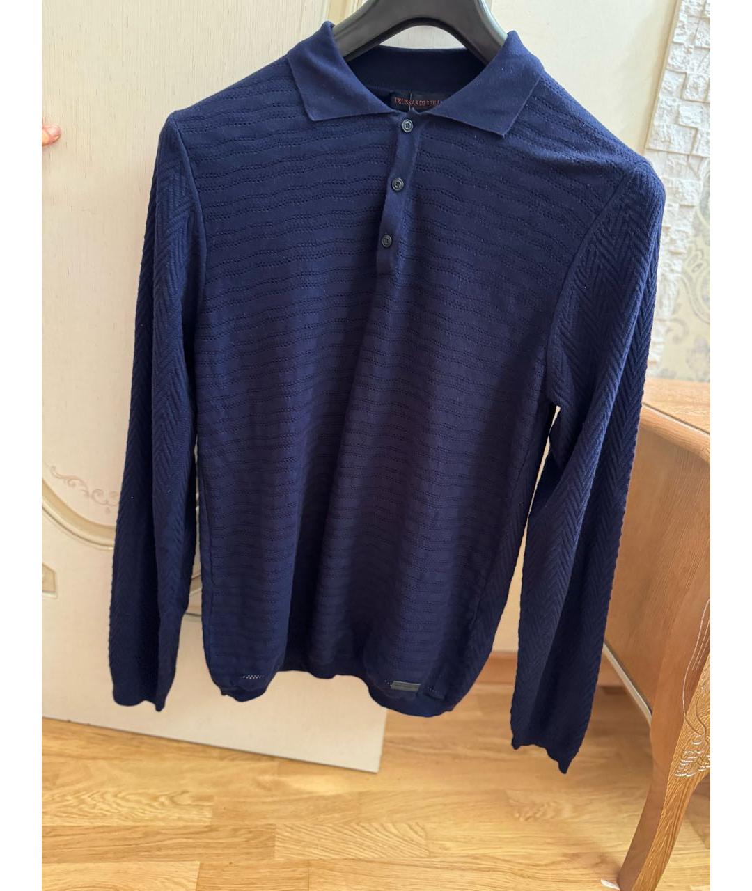 TRUSSARDI JEANS Темно-синий хлопковый джемпер / свитер, фото 6