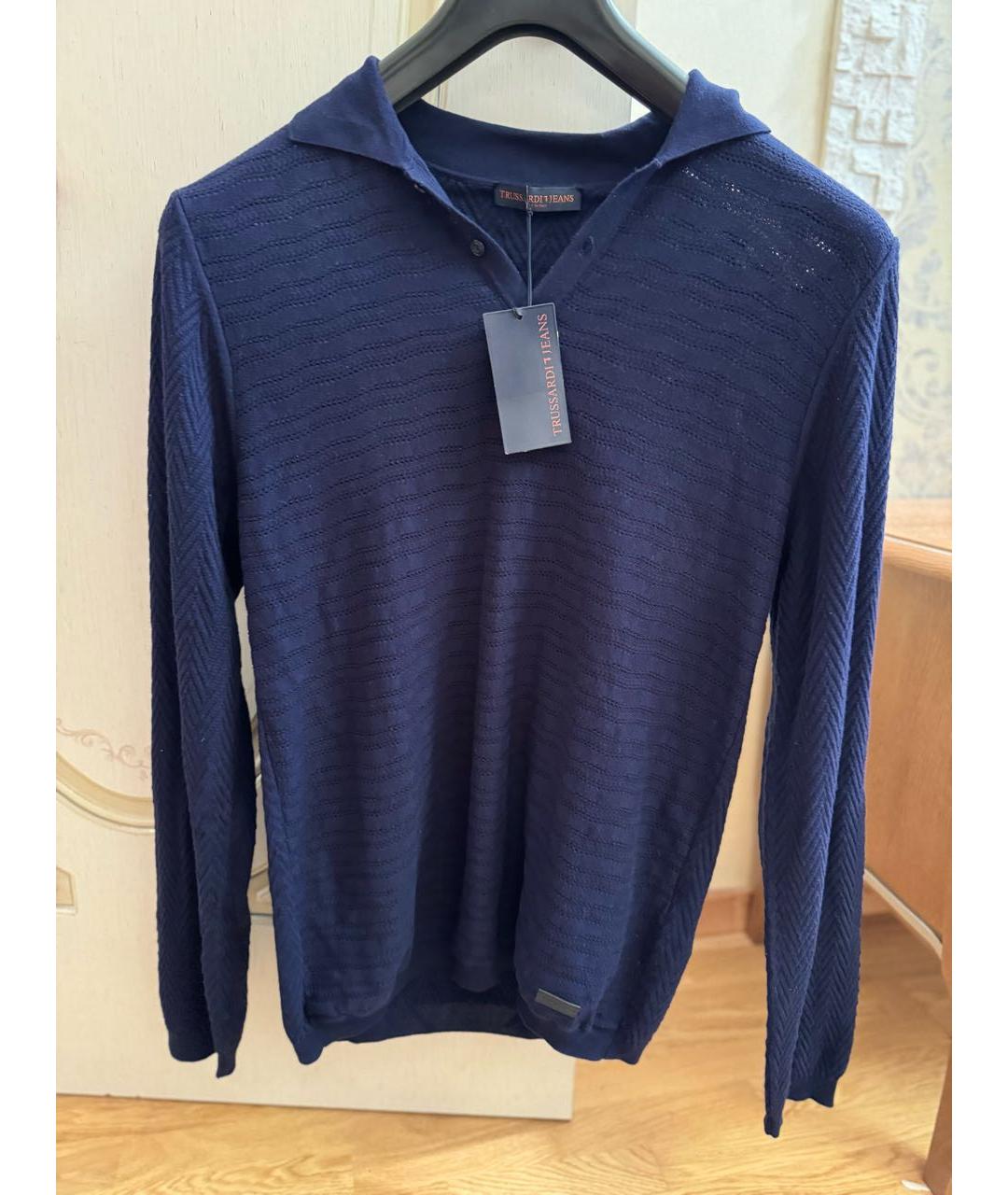 TRUSSARDI JEANS Темно-синий хлопковый джемпер / свитер, фото 5