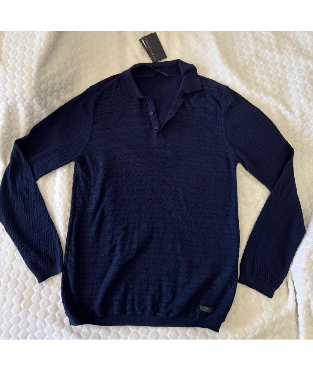 TRUSSARDI JEANS Темно-синий хлопковый джемпер / свитер, фото 3