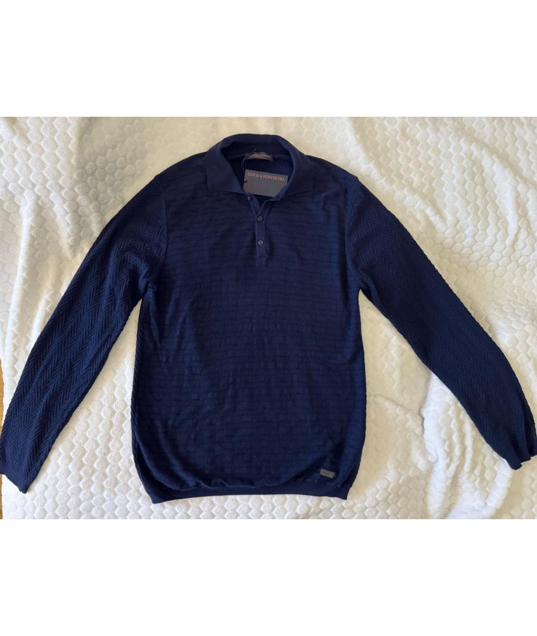 TRUSSARDI JEANS Темно-синий хлопковый джемпер / свитер, фото 8