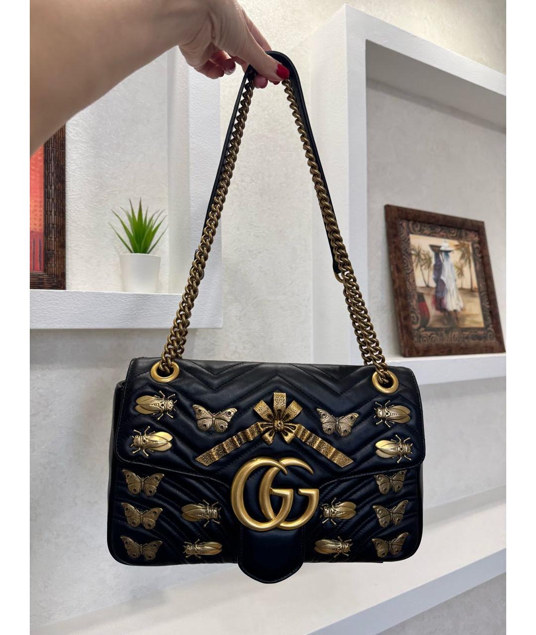 GUCCI Черная кожаная сумка через плечо, фото 7