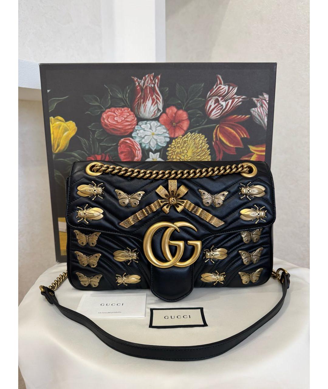 GUCCI Черная кожаная сумка через плечо, фото 2