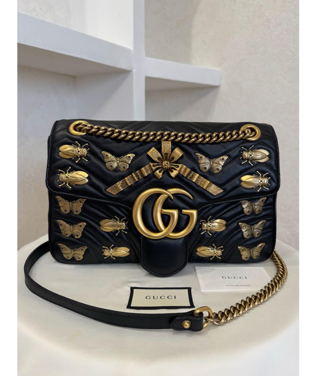 GUCCI Черная кожаная сумка через плечо, фото 4