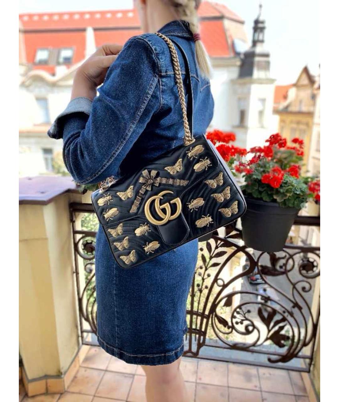 GUCCI Черная кожаная сумка через плечо, фото 5