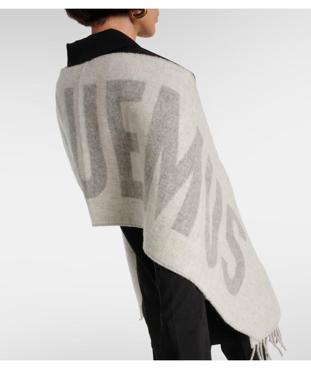 JACQUEMUS Серый шерстяной шарф, фото 4