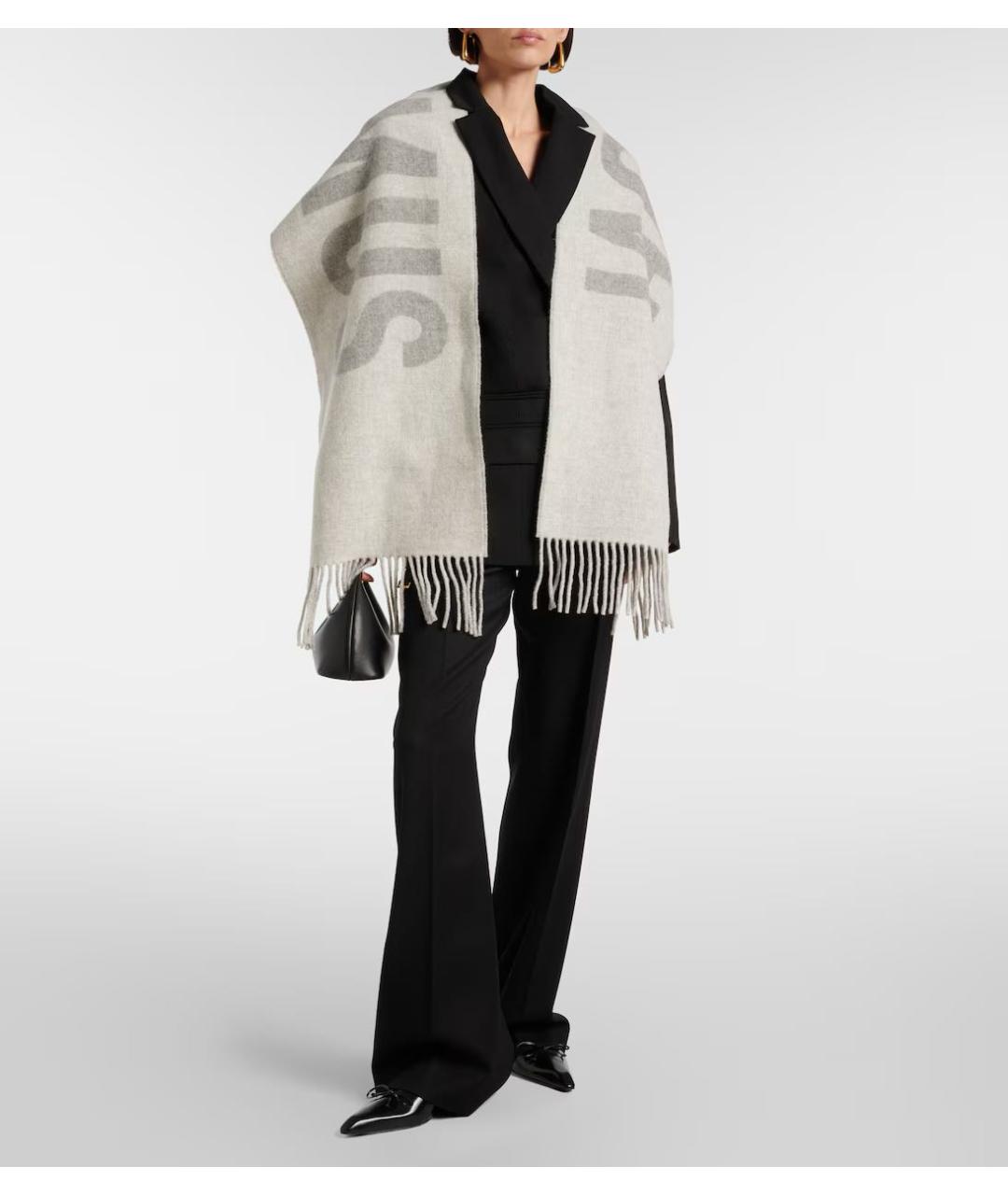 JACQUEMUS Серый шерстяной шарф, фото 3