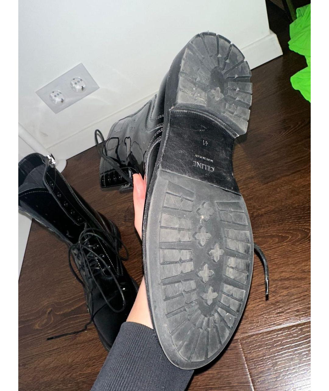 CELINE Черные ботинки из лакированной кожи, фото 6