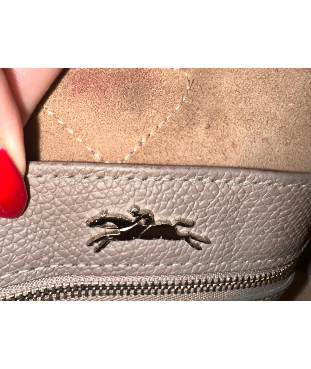 LONGCHAMP Серая кожаная сумка тоут, фото 4