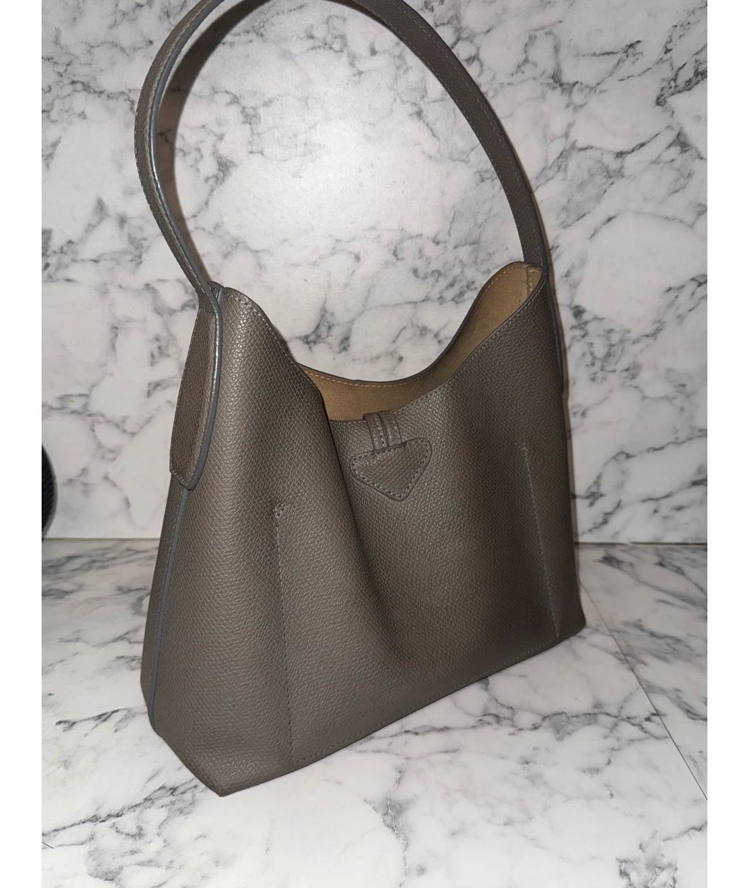 LONGCHAMP Серая кожаная сумка тоут, фото 3