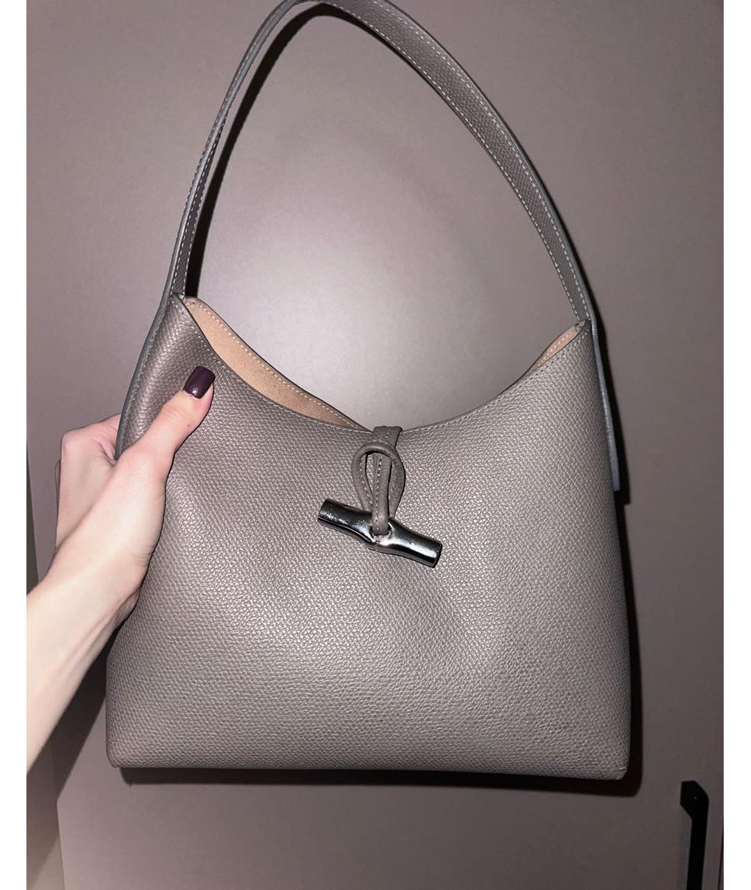 LONGCHAMP Серая кожаная сумка тоут, фото 9