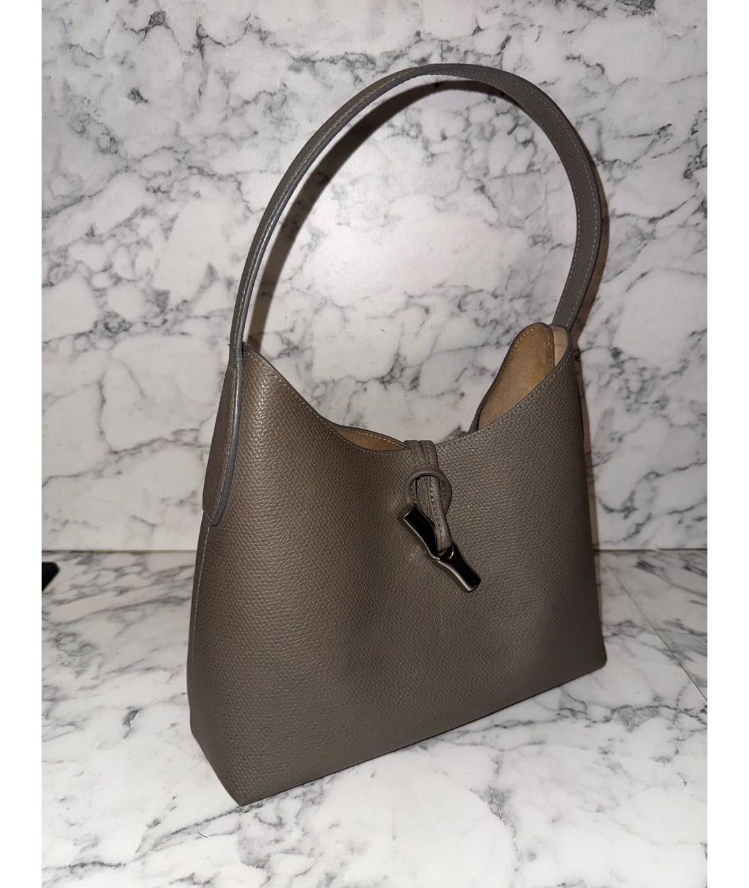 LONGCHAMP Серая кожаная сумка тоут, фото 6