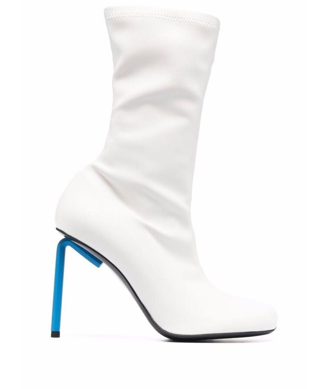 OFF-WHITE Белые кожаные ботильоны, фото 1
