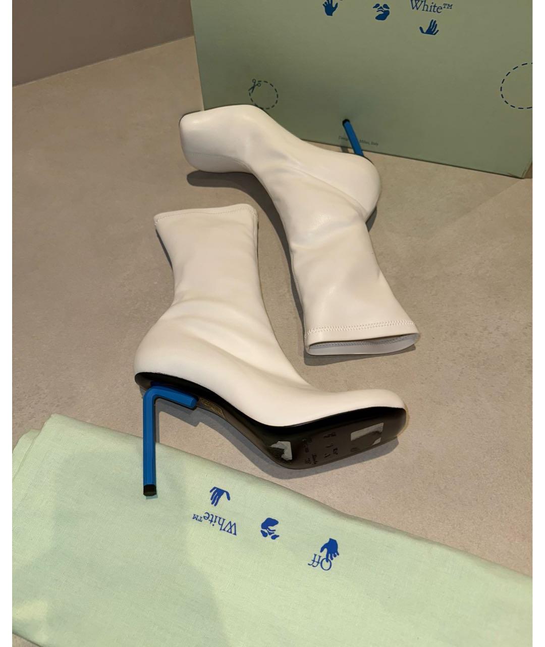 OFF-WHITE Белые кожаные ботильоны, фото 4