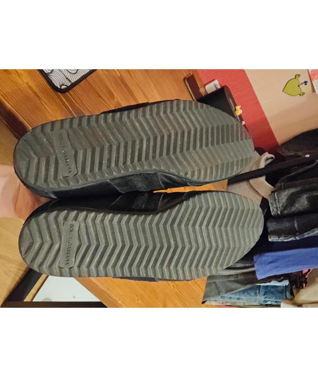 DOLCE&GABBANA Черные кожаные низкие кроссовки / кеды, фото 5