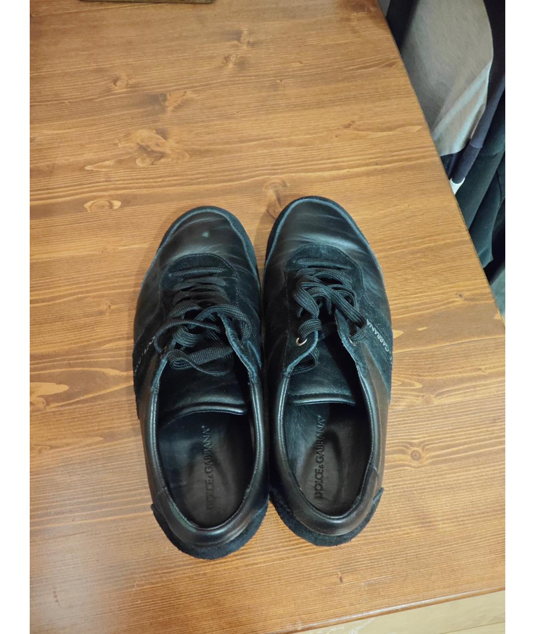 DOLCE&GABBANA Черные кожаные низкие кроссовки / кеды, фото 3