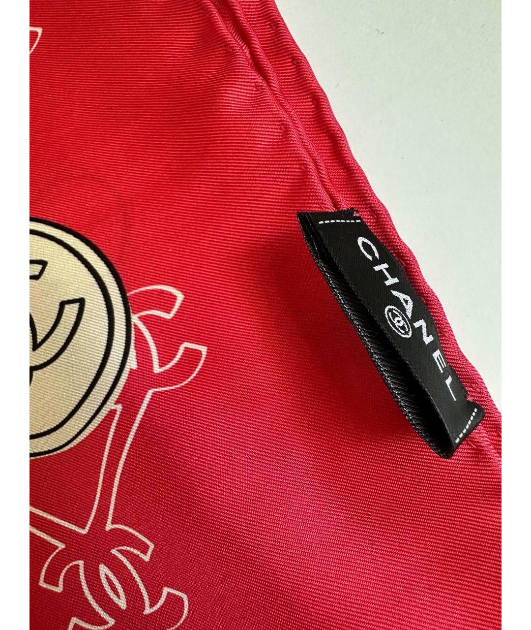 CHANEL Красный шелковый платок, фото 3