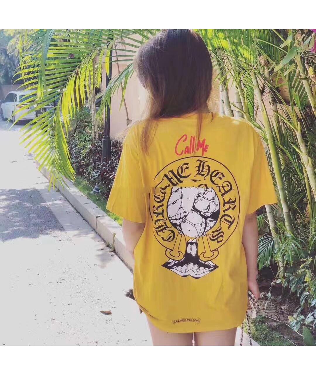 CHROME HEARTS Желтая хлопковая футболка, фото 4