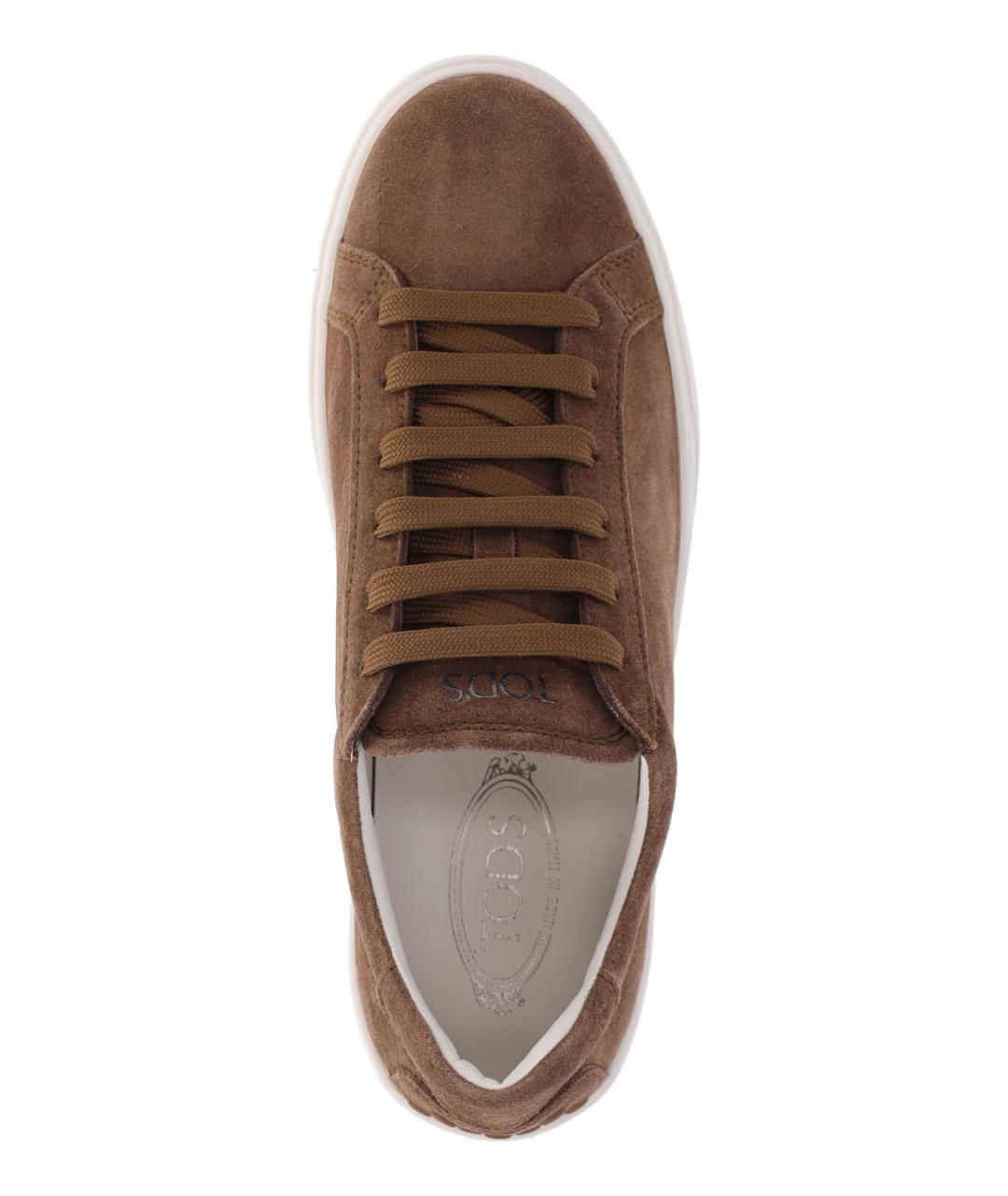 TOD'S Коричневые замшевые низкие кроссовки / кеды, фото 5