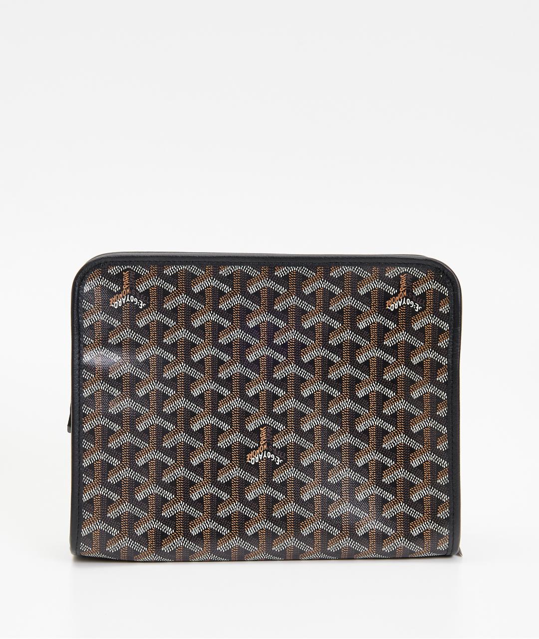 GOYARD Черная кожаная барсетка, фото 6