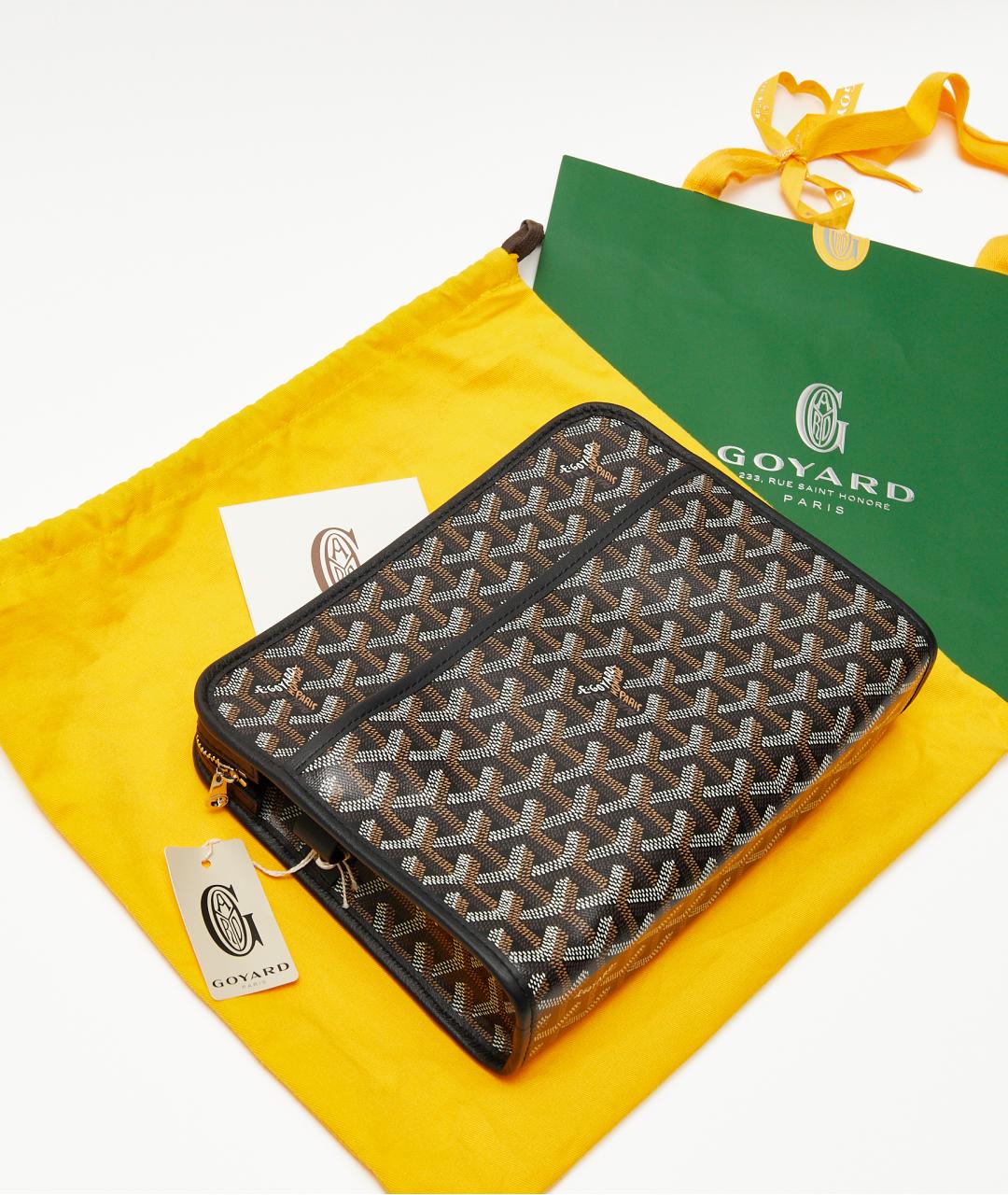 GOYARD Черная кожаная барсетка, фото 3