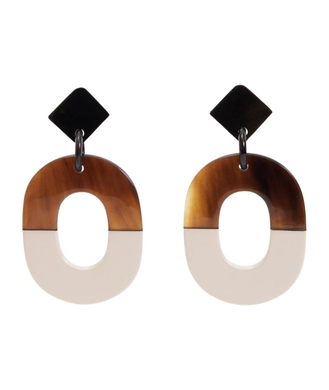 HERMES Коричневые пластиковые серьги, фото 1