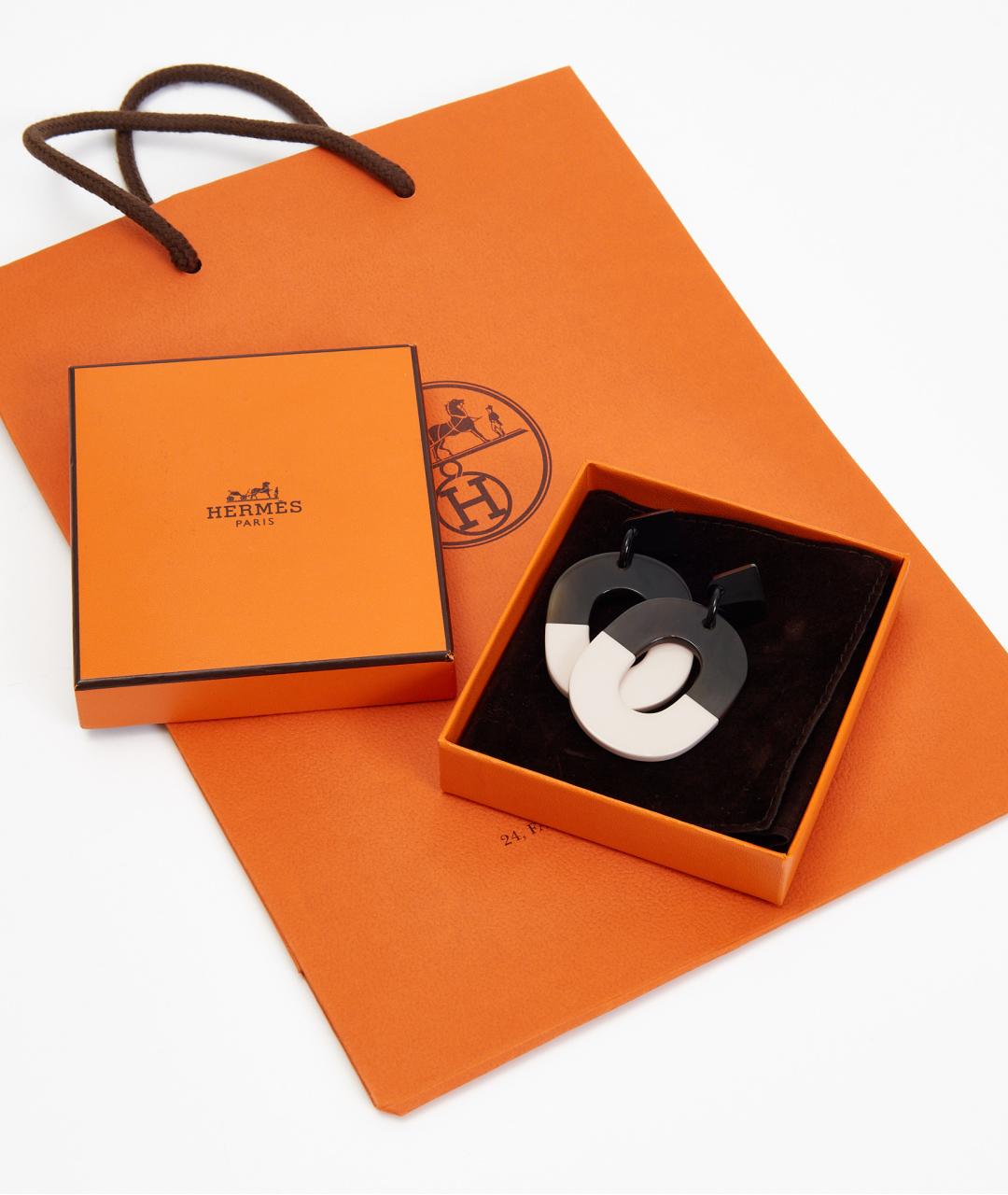 HERMES Коричневые пластиковые серьги, фото 3