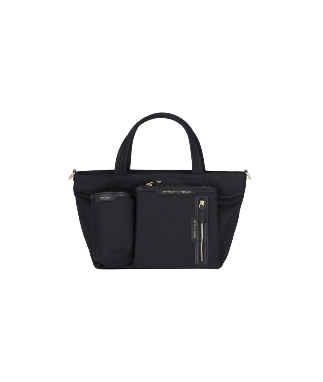 ANYA HINDMARCH Черная кожаная сумка тоут, фото 1